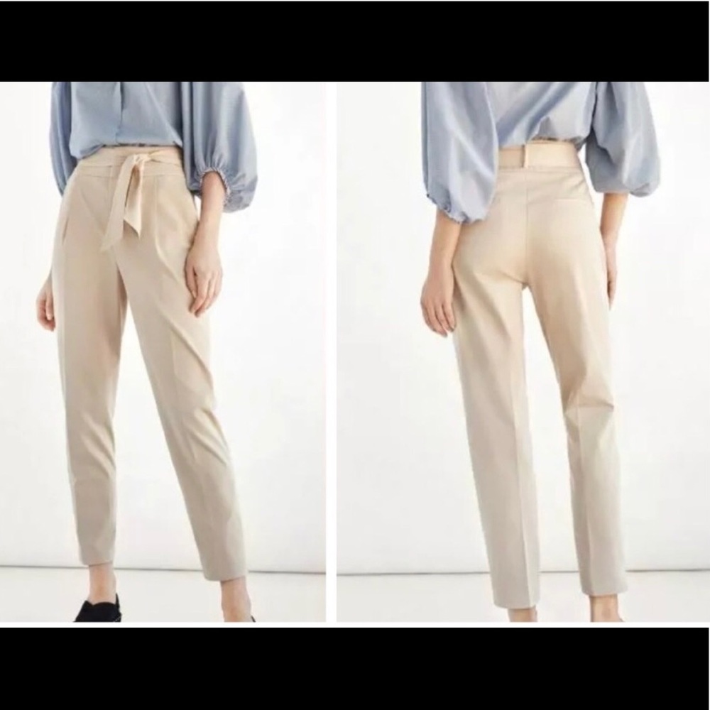 MASSIMO DUTTI tan paperbag high rise trousers NWOT